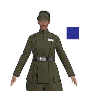 Patrones digitales para chaqueta, pantalón y gorro de oficial de línea imperial, tallas S-XXL para mujer