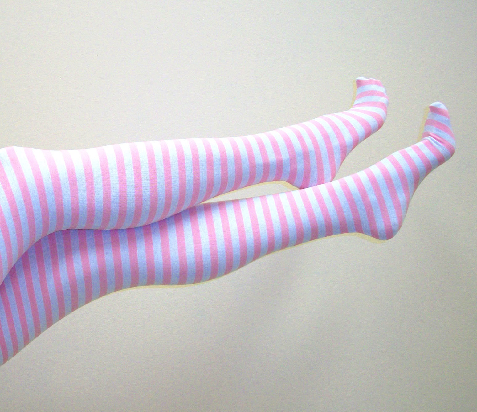 Pink Striped Tights for Women Durable Two-tone Colored Pantyhose 