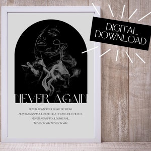 Nesta Archeron 'Never Again' Quote Print: A Court of Silver Flames (Digital Download) image 1