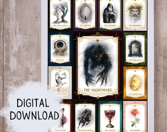 Pôster dos Cartões da Providência com Fundo Branco: Impressão Artística da Série Shepherd King (Download Digital Tamanho A4)