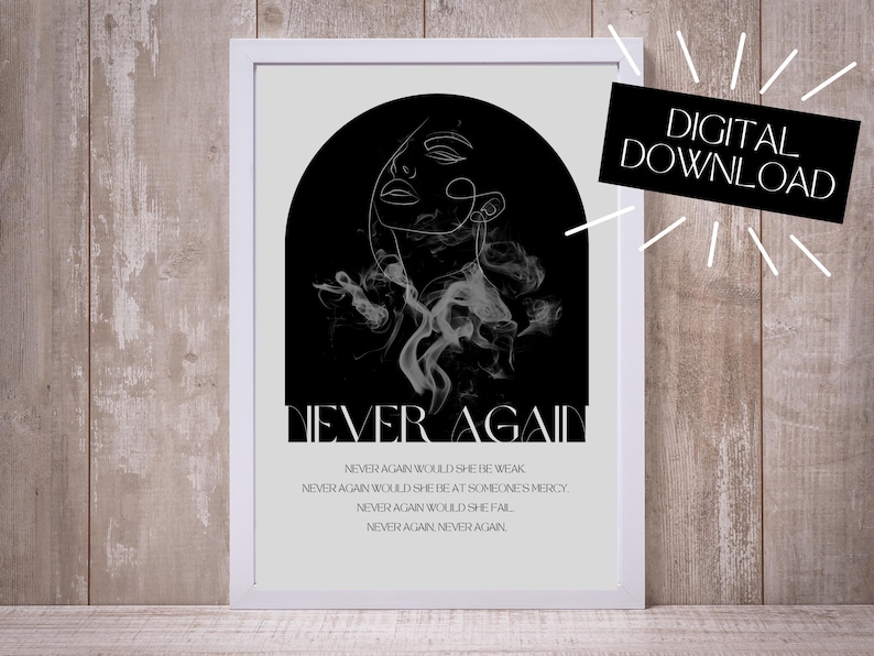 Nesta Archeron 'Never Again' Quote Print: A Court of Silver Flames (Digital Download) image 1