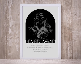 Nesta Archeron 'Never Again' Quote Poster - A Court of Silver Flames