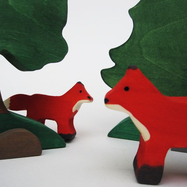 Wooden Fox Toys- Waldorf Nature Table- Eco Friendly