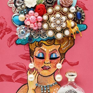 Lady Sha-Head Vase, Gefundene Objekt Zeichnung, 8 x 10 Gedruckt auf Basic Photo Papier, Reproduktion des Originals, Glamour Gal Serie