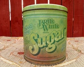 1970 s BALLONOFF Rustic Tin Canister - Vintage Tin Litho quot Country Style quot Kitchen Canister - 1970s Retro Sugar Canister