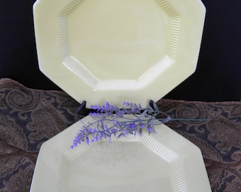2 Independence Ironstone Dinner Plates  Octagon Shaped Dinner Plates  Vintage Purple and Yellow Flowers  Retro Floral Dinner Dishes