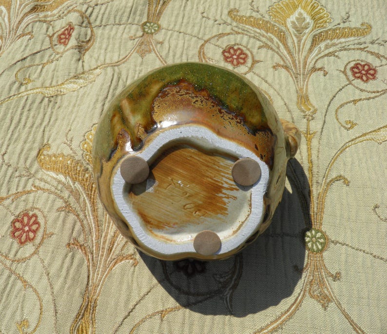 Green Apple Pitcher, Ceramic Food Art Jug, Vintage Glazed Ceramic Fruit Pitcher #6082, Handcrafted Collectible Art Pottery image 6