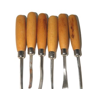Millers Falls No. 106C Vintage 1960s Wood Carving Chisel Set (6 pcs.), Sculpting Gouging Tools, "Made in the USA", Midcentury Modern