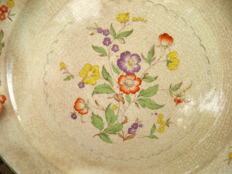 Round Vintage Dinner Plate Old Antique Country Cottage Farmhouse Wall D U00e9cor 1942 Paden City Pottery Floral Buttercup Design Pattern Kitchen Dining Home Living Vadel Com