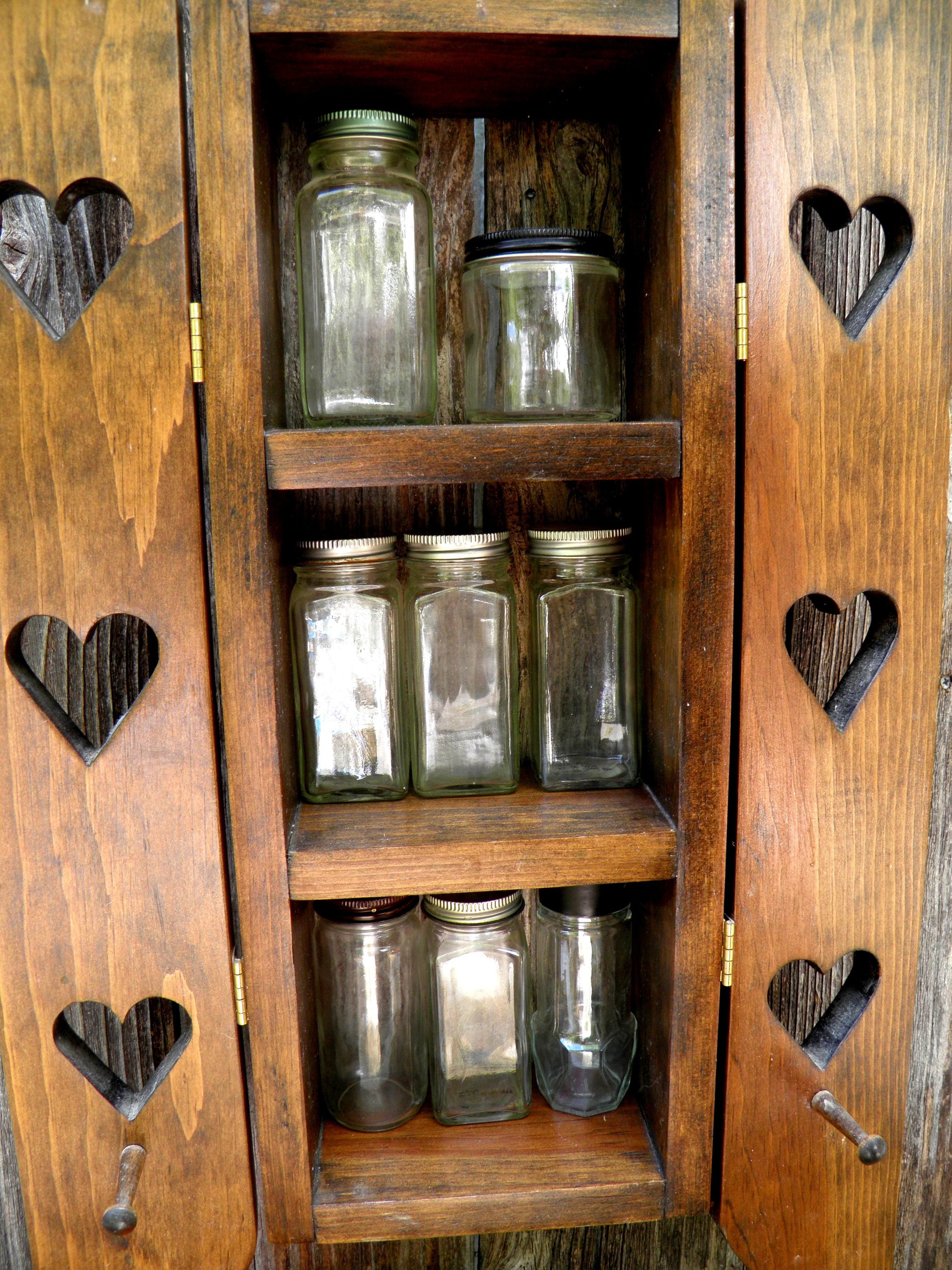 Casa Amarosa Handmade Wood Spice Jars with Tray _ Fall