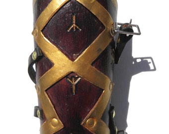 Womens Leather Valkyrie Fantasy Armor Single Wrist Bracer - Norse Goddess Hel - Medieval - Vambraces - Arm Cuff