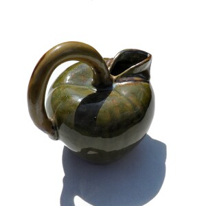 Green Apple Pitcher, Ceramic Food Art Jug, Vintage Glazed Ceramic Fruit Pitcher #6082, Handcrafted Collectible Art Pottery image 3