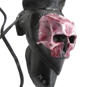 Womens Leather Valkyrie Fantasy Armor Single Skull Pauldron - Norse Goddess Hel - Medieval - Skeleton Shoulder Guard
