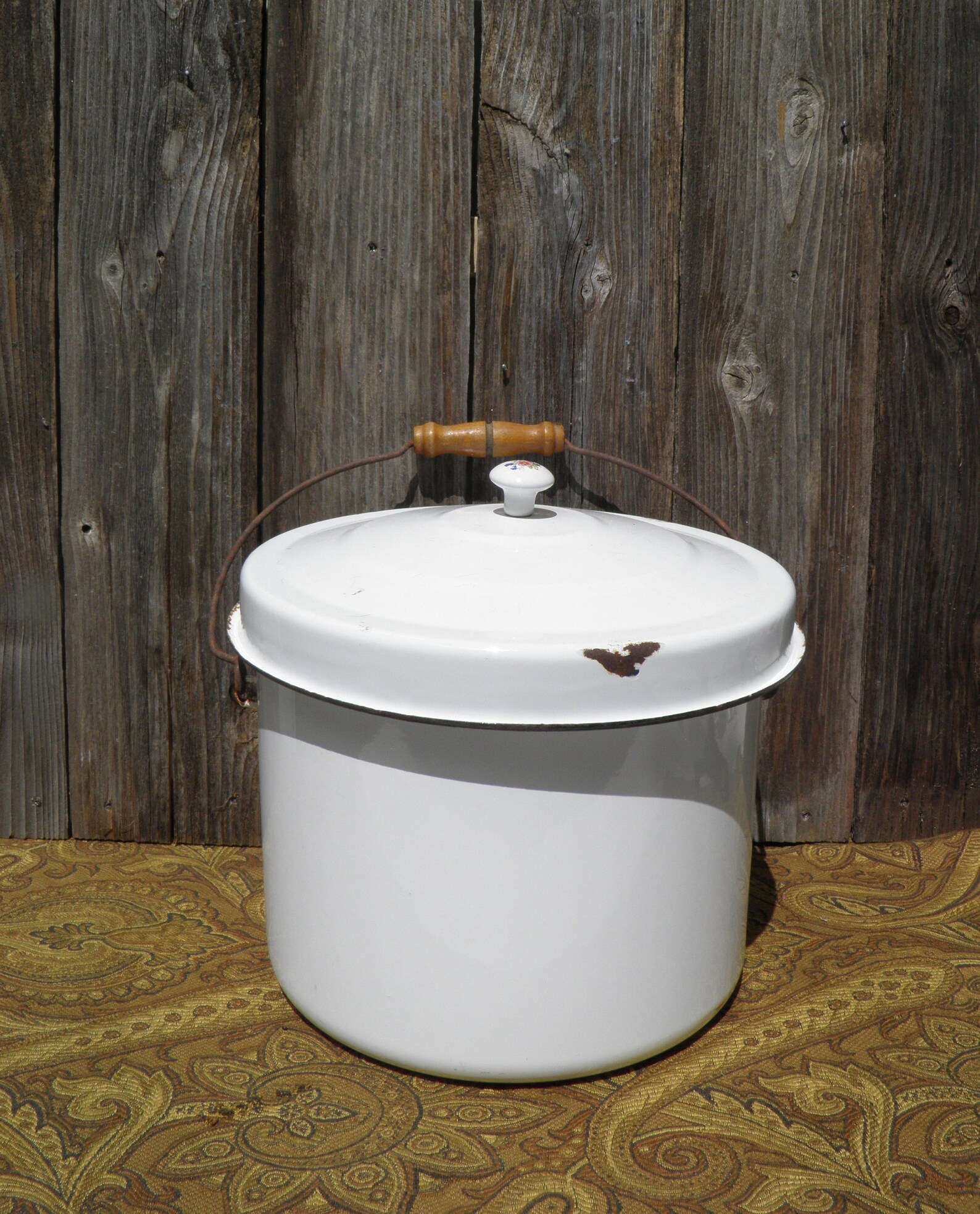 1950s Enamel Cooking Pot w/Lid Mid Century Stock Pot Rustic Etsy