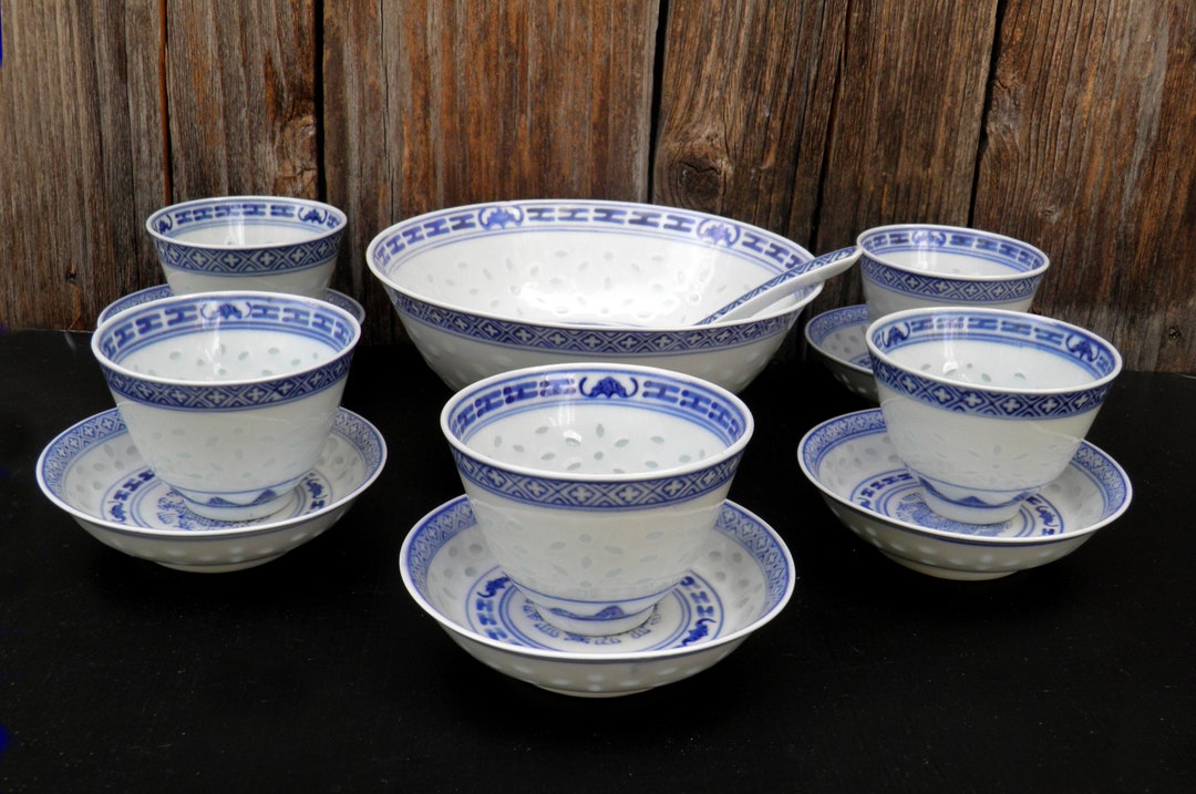 Jingdezhen Chinese Dragon Porcelain Luncheon Tableware, Oriental Blue