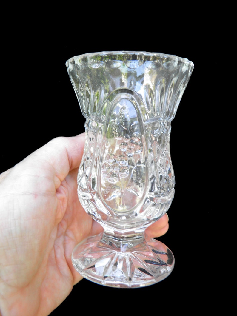Small Crystal Glass Bud Vase Starburst Pedestal Footed Base Etsy