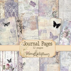 12 Vintage Junk Journal Scrapbook Seiten, zum Basteln, Scrapbooking & DIY-Projekte