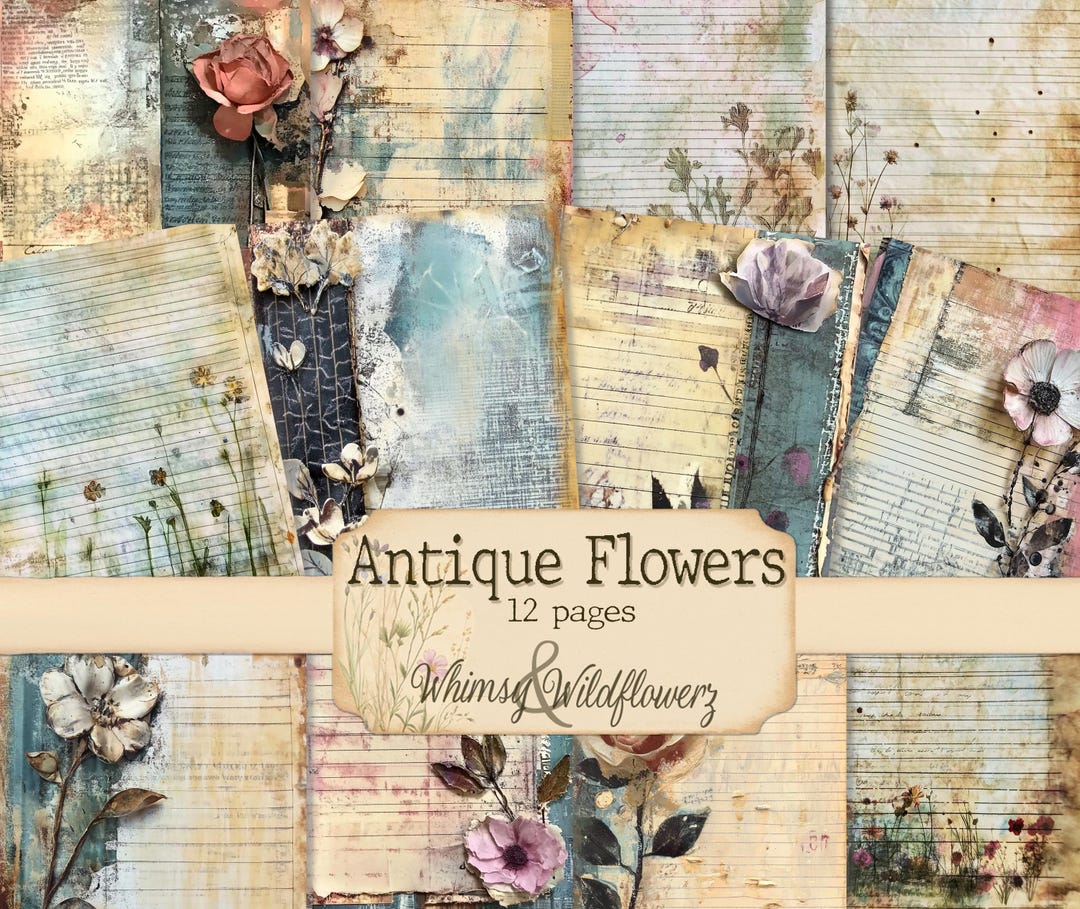 Vintage Flower Junk Journal Pages: Aged Floral Ephemera (digital ...