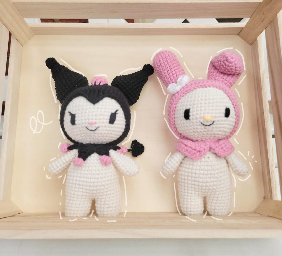 My Melody and Kuromi Sanrio Crochet Amigurumi Plush Doll Etsy