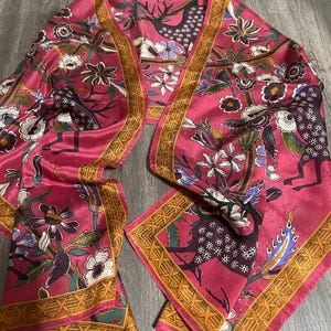 Anne Klein &quot;Deers in Forest&quot; rectangle Silk Scarf-Beautiful colors.