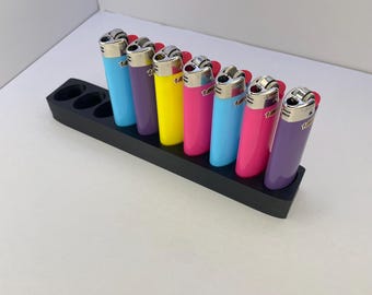 10 BIC Lighter Holder - Rotated Row Display Stand for BIC Lighters (Lighter not included)