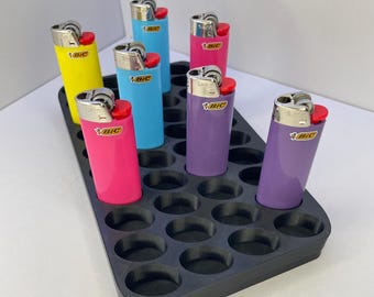 40 BIC Lighter Holder - Rotated Row Display Stand for BIC Lighters (Lighter not included)