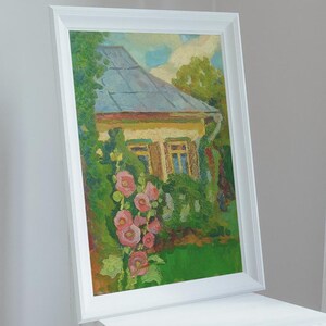 PINTURA ORIGINAL VINTAGE. "malva" Pintura al óleo del artista ucraniano Klimenko O.I., 1993, empasto, paisaje, pintura al óleo antigua, pintura hecha a mano