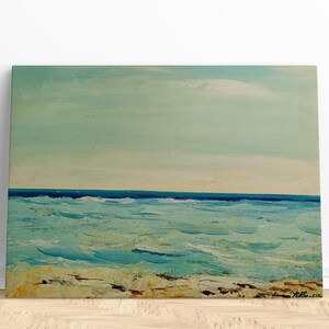 VINTAGE ORIGINAL PAINTING.&quot;Mediterranean Sea&quot;Ukrainian artist Korobova N.V,large oil painting,landscape,impressionism,ussr painting&quot;,impasto