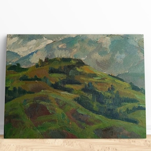 Vintage original painting Ukrainian artist M.Yatsenko,oil painting,vintage painting,impressionism,landscape,forest, grove, summer, mountains