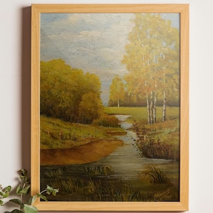 VINTAGE ORIGINAL PAINTING. &quot;forest&quot; Ukrainian artist Morozov V.I.,oil painting,1989, landscape,impressionism,impasto, forest, middle picture
