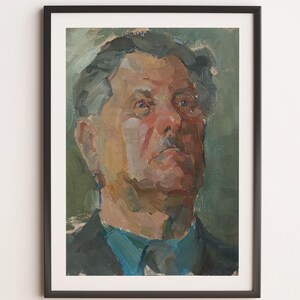 Cuadro original antiguo "Hombre" del artista ucraniano R. Kutnyak, pintura al óleo, 1993, retrato, pintura antigua, impresionismo, pintura UA, artes