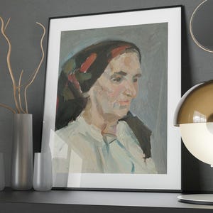 Pintura original vintage do artista ucraniano M. Yatsenko, pintura a óleo, retrato, pintura vintage, impressionismo, avó, mulher, idosa