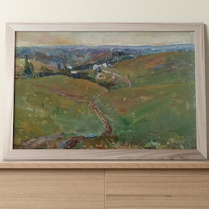 chemin de peinture original vintage, artiste ukrainien Kutnyak R.O. peinture à l'huile, paysage, peinture vintage, impressionnisme, peinture UA, arts, façon