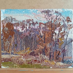 Vintage original painting Ukrainian artist I.Gapochenko,oil painting,scenery,vintage painting, impressionism,deciduous forest,landscape,arts