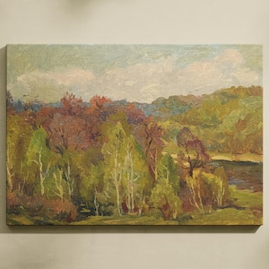 Pintura original vintage "Grove" do artista ucraniano Olkhov O.V. pintura a óleo, 1980, cenário, pintura vintage, impressionismo, pintura ua