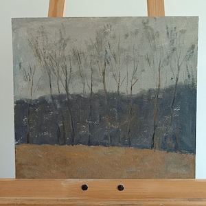 Vintage original painting Ukrainian artist M.Yatsenko,oil painting,vintage painting,impressionism,landscape,forest, grove, spring, mountains