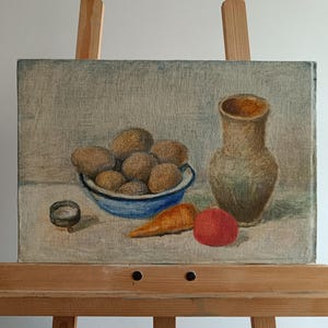 Vintage original painting Ukrainian artist M.Yatsenko,oil painting,still life,vintage painting,impressionism,products,vegetables,kitchen art