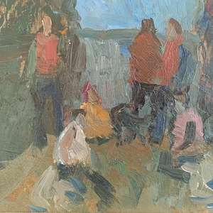 peinture originale vintage artiste ukrainien Р.Кутняк peinture à l'huile, peinture vintage, impressionnisme, peinture UA, traversée, mer, peinture de genre