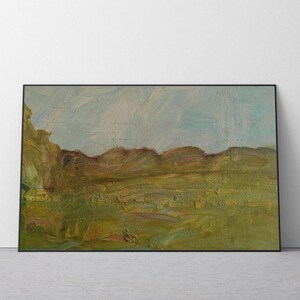 Vintage original painting Ukrainian artist M.Yatsenko, oil painting, landscape, vintage painting, impressionism, arts, summer, field, steppe