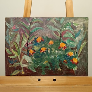 Vintage original painting Ukrainian artist M.Yatsenko, oil painting, still life,vintage painting,impressionism, flowers, bouquet,arts,garden