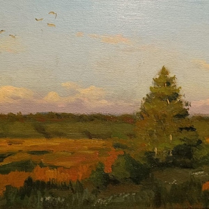 VINTAGE ORIGINAL PAINTING. &quot;steppe&quot; Ukrainian artist Kuznetsov V.,oil painting,2004, landscape,impressionism,impasto, forest, middle picture