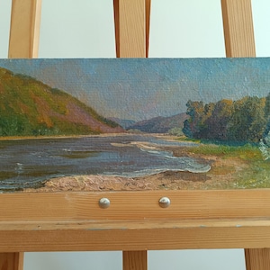 Vintage original painting .Dniester. Ukrainian artist Olkhov O.V.oil painting, impasto, vintage picture, Ukrainian painting, impressionism