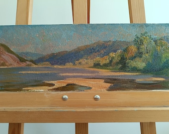 Vintage original painting .Dniester. Ukrainian artist Olkhov O.V.oil painting, impasto, vintage picture, Ukrainian painting, impressionism