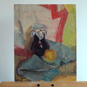 Vintage original painting Ukrainian artist M.Yatsenko,oil painting,still life,vintage painting,impressionism, fruits,vase,arts,table,picture