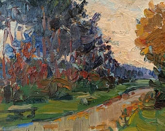 モーゼス・ガントマン、明るい印象派の油絵「洪水のレーニン