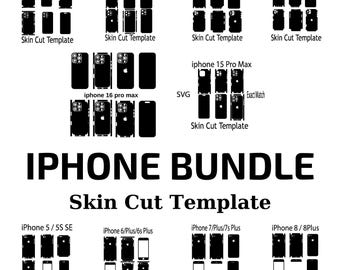 iPhoneスキンテンプレートバンドル：フルラップSVG、Cricut、Silhouette対応（デジタルダウンロード）