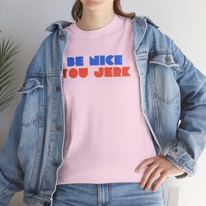 Retro Tee, Vintage Tshirt, Unisex Shirt, Bold Graphic Tee, Be Nice You Jerk, Funny Tee image 18