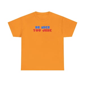 Retro Tee, Vintage Tshirt, Unisex Shirt, Bold Graphic Tee, Be Nice You Jerk, Funny Tee image 3