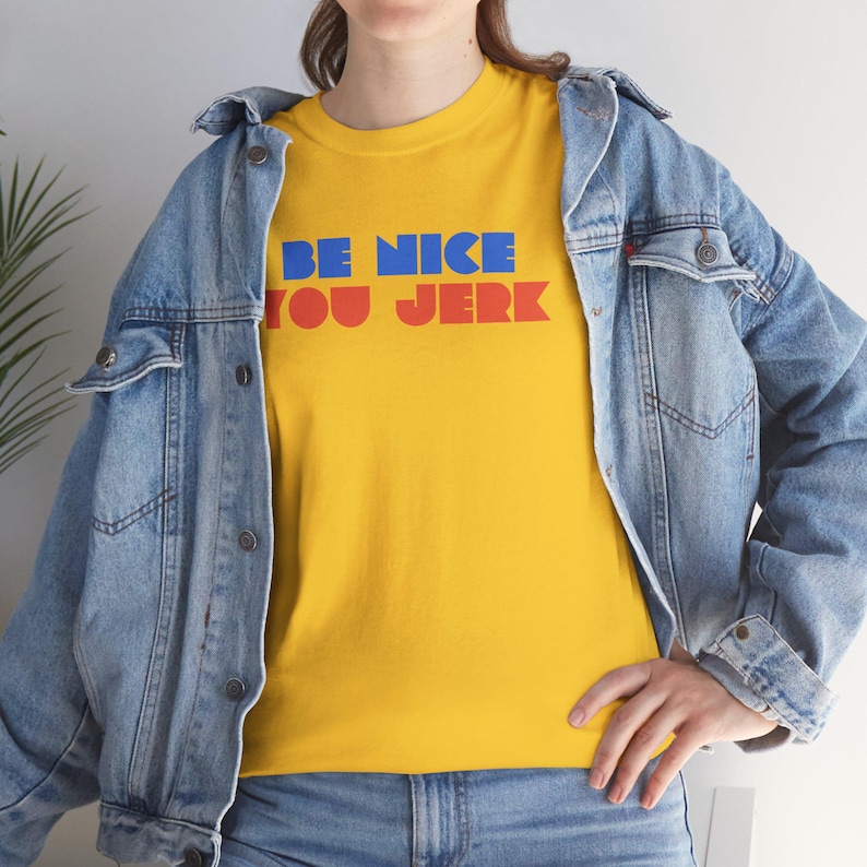 Retro Tee, Vintage Tshirt, Unisex Shirt, Bold Graphic Tee, Be Nice You Jerk, Funny Tee image 16