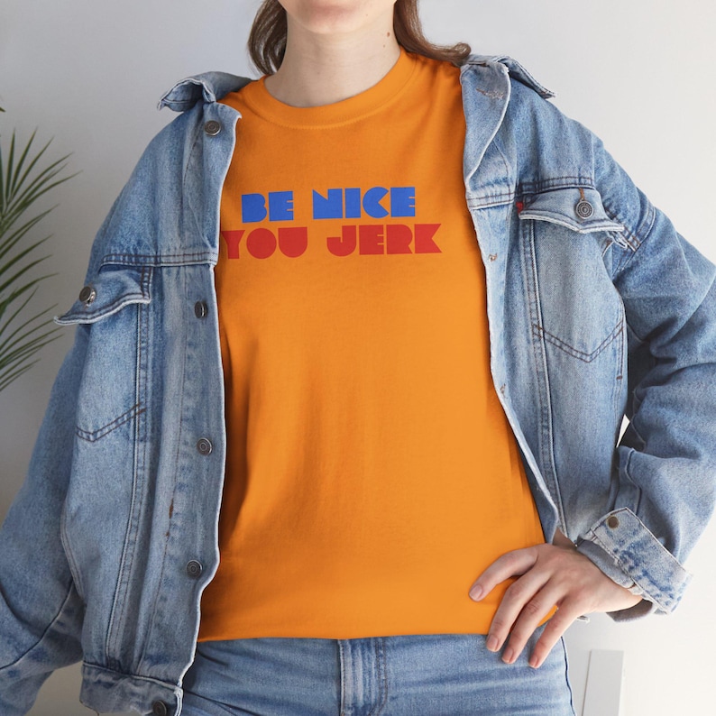 Retro Tee, Vintage Tshirt, Unisex Shirt, Bold Graphic Tee, Be Nice You Jerk, Funny Tee image 4